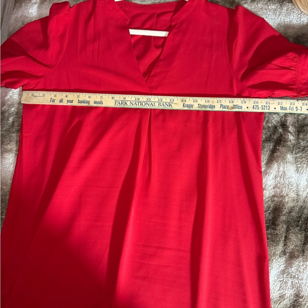 Red Flounce Sleeve Mini Dress Size L - Picture 4 of 9